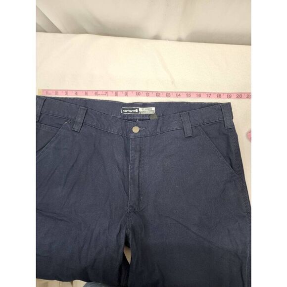 Carhartt Men's 38x28 Rugged Flex Rigby Dungaree Work Pant Navy Relaxed Fit Canva - Picture 4 of 10